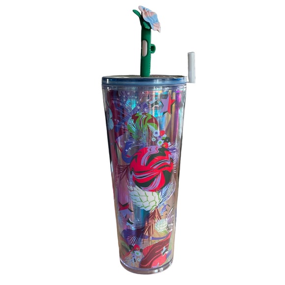Starbucks 2023 Holiday Rose Silicon Topper Iridescent 24 oz Tumbler - Picture 2 of 4